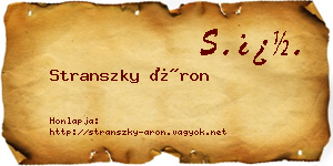 Stranszky Áron névjegykártya